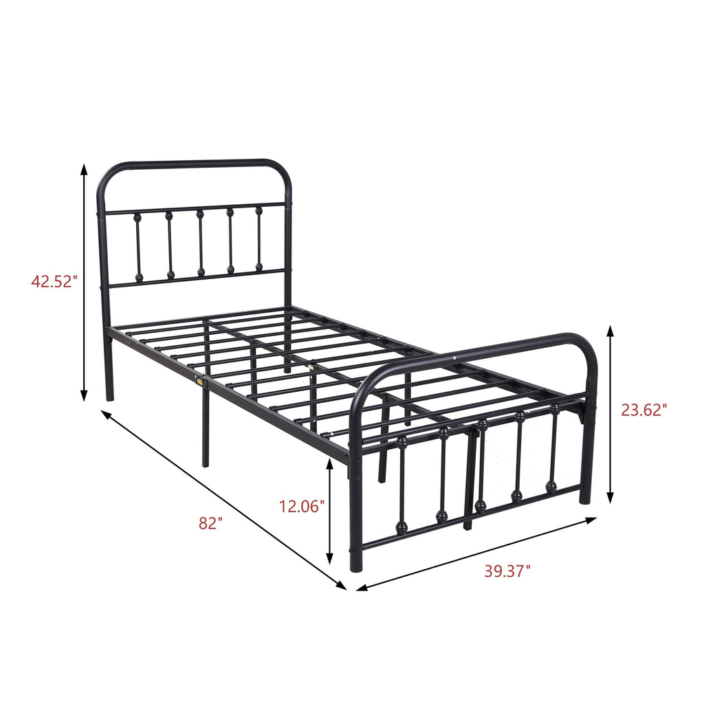 Alazyhome, semplice struttura per letto in metallo vintage, facile da montare