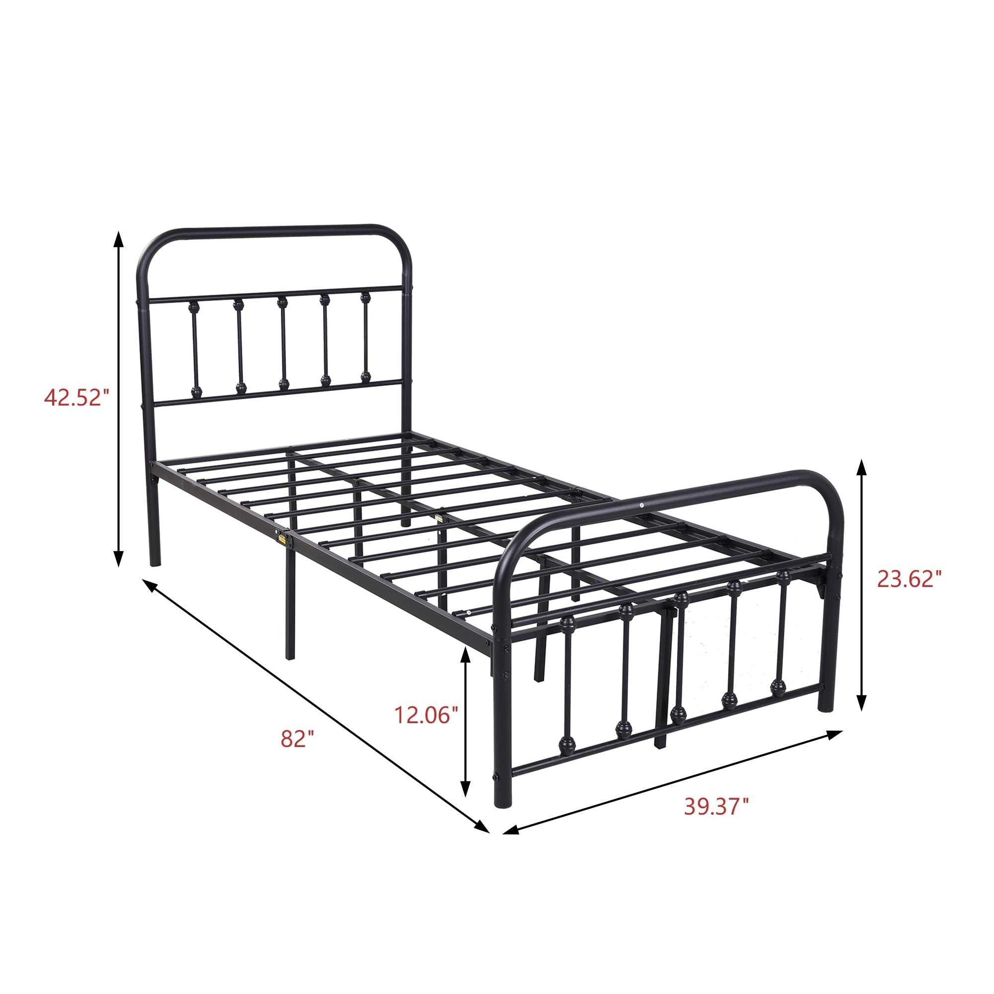 Alazyhome, semplice struttura per letto in metallo vintage, facile da montare