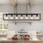 Lampadario lineare rettangolare da cucina Allegray da 52 pollici, 7 luci, stile fattoria