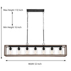 Lampadario lineare rettangolare da cucina Allegray da 52 pollici, 7 luci, stile fattoria