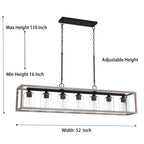 Lampadario lineare rettangolare da cucina Allegray da 52 pollici, 7 luci, stile fattoria
