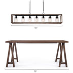 Lampadario lineare rettangolare da cucina Allegray da 52 pollici, 7 luci, stile fattoria