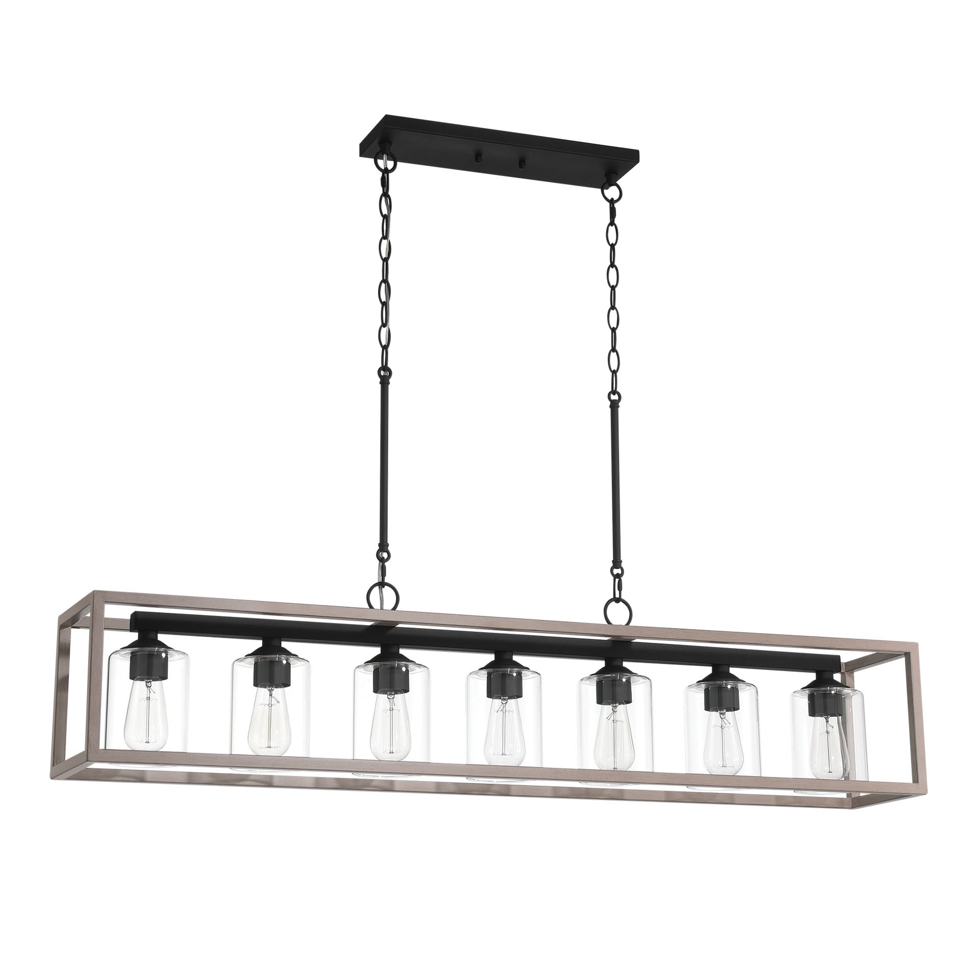 Lampadario lineare rettangolare da cucina Allegray da 52 pollici, 7 luci, stile fattoria
