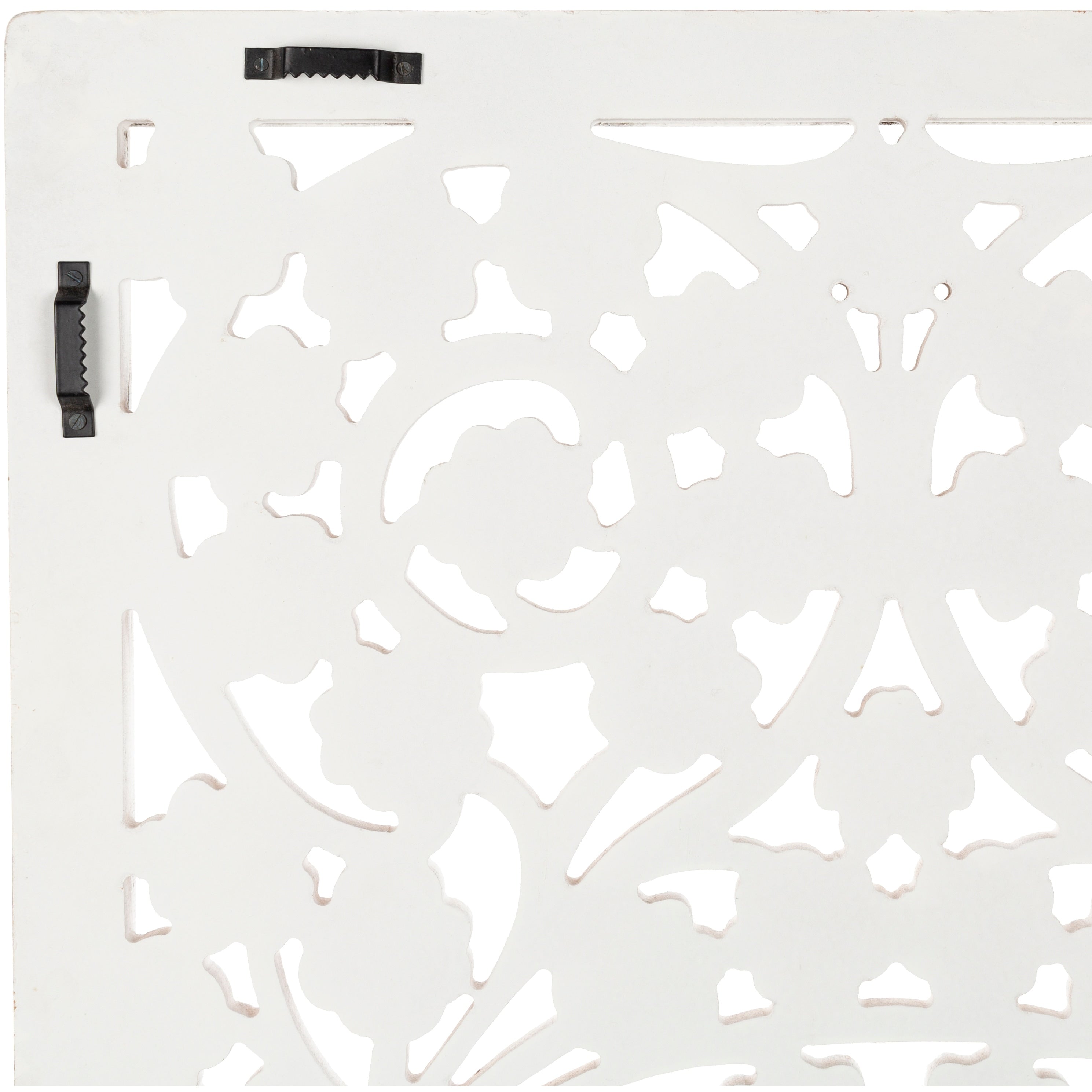 Pannello da parete Allen White Washed intagliato a mano da 48x28 pollici con intarsio a specchio