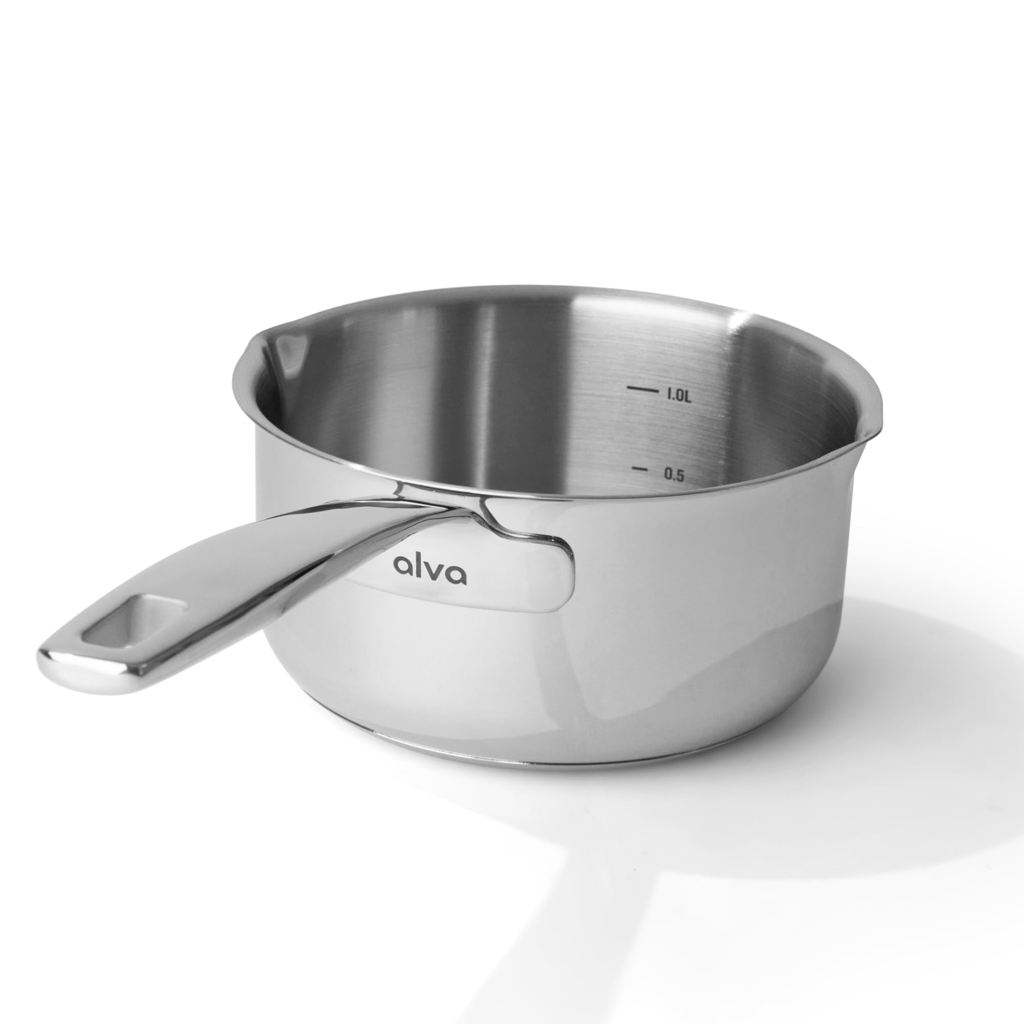 Alva Maestro Pentola in acciaio inox con coperchio, 2 litri, con beccuccio versatore - 6,3