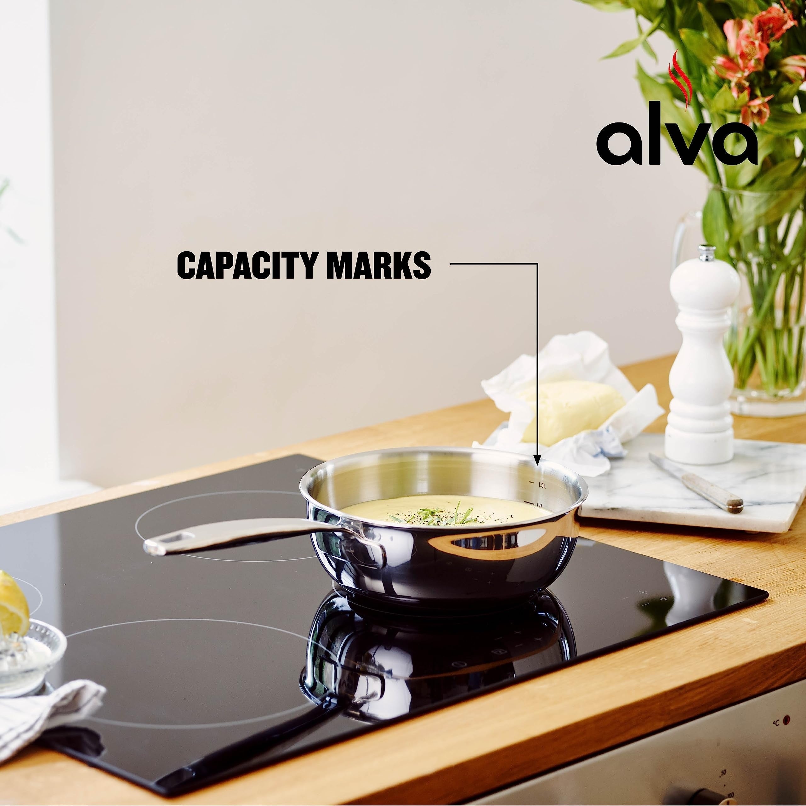 Alva Maestro Teglia in acciaio inox a 5 strati - 1,6 Qt. Non tossica