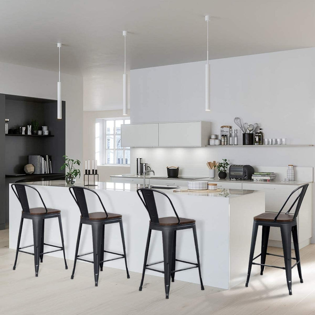 Sgabelli da bar Andeworld Farmhouse, set di 4 sgabelli da bar alti fino al bancone - Set di 4