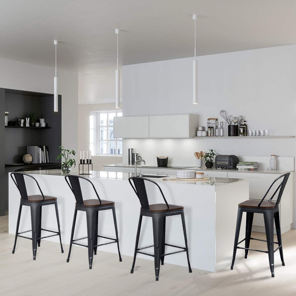 Sgabelli da bar Andeworld Farmhouse, set di 4 sgabelli da bar alti fino al bancone - Set di 4