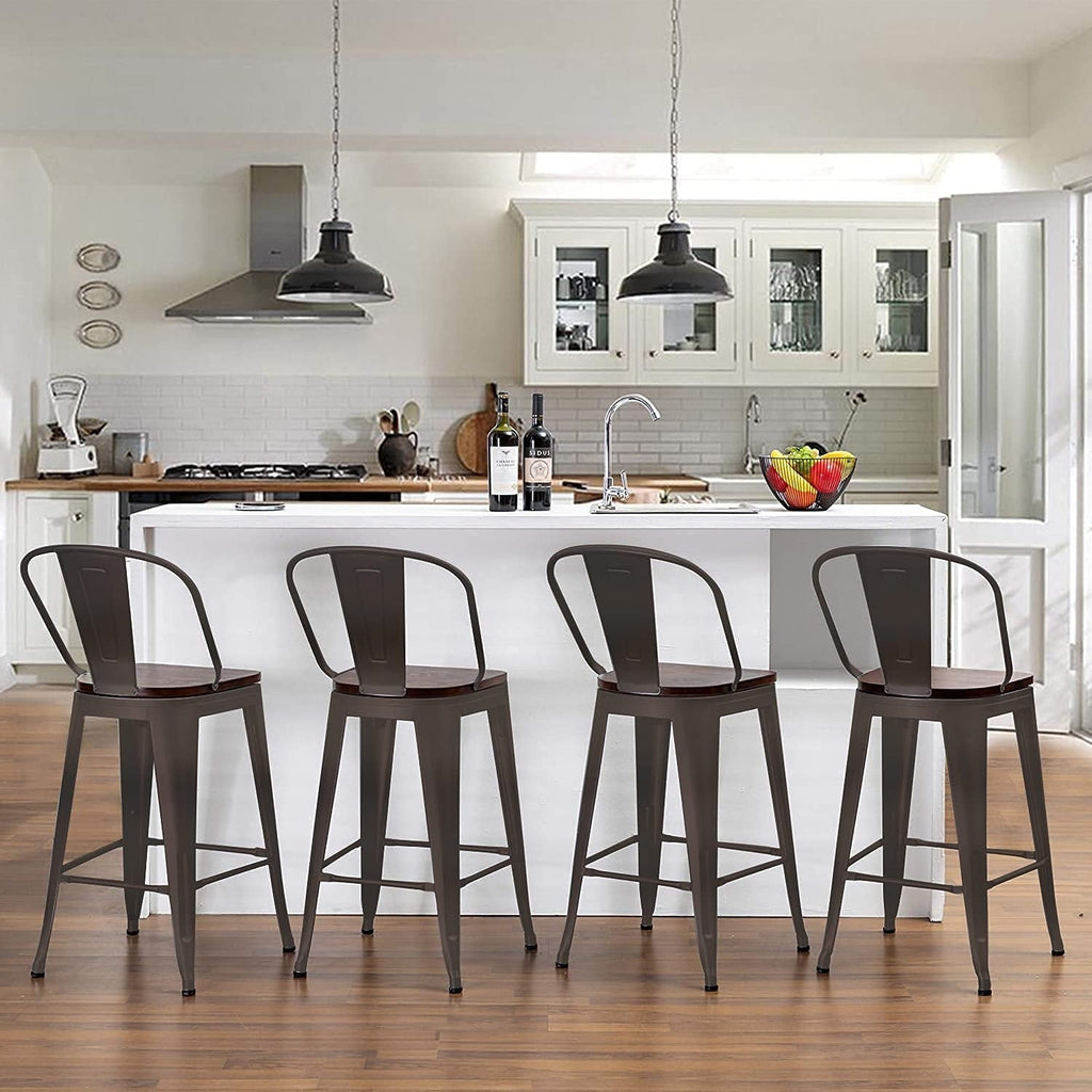 Sgabelli da bar Andeworld Farmhouse, set di 4 sgabelli da bar alti fino al bancone - Set di 4