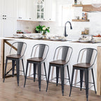 Sgabelli da bar Andeworld Farmhouse, set di 4 sgabelli da bar alti fino al bancone - Set di 4