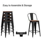 Sgabelli da bar Andeworld Farmhouse, set di 4 sgabelli da bar alti fino al bancone - Set di 4