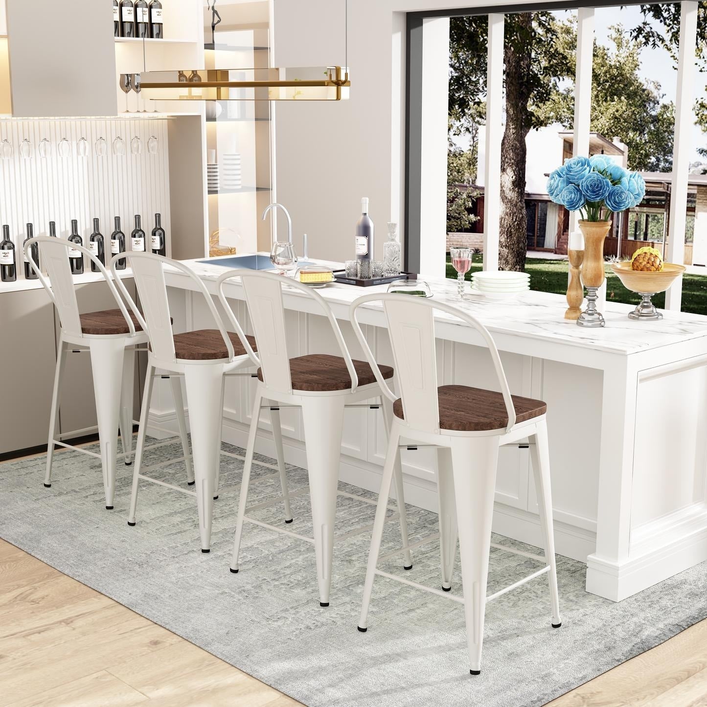 Sgabelli da bar Andeworld Farmhouse, set di 4 sgabelli da bar alti fino al bancone - Set di 4