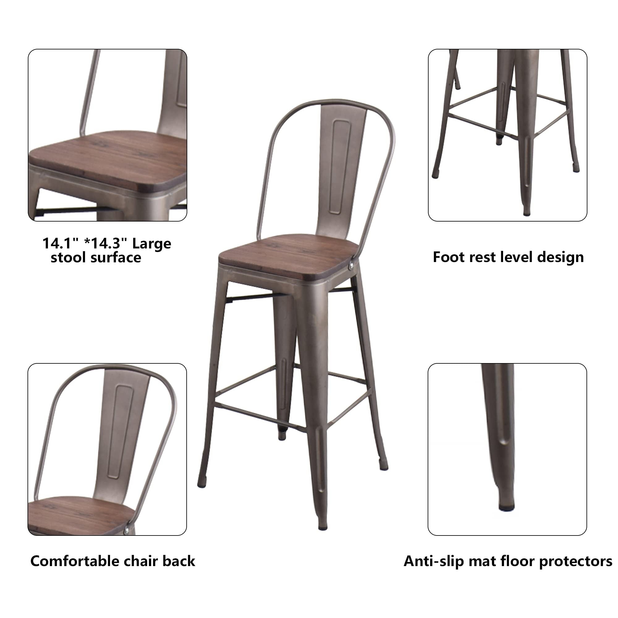 Sgabelli da bar Andeworld Farmhouse, set di 4 sgabelli da bar alti fino al bancone - Set di 4