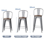 Sgabelli da bar Andeworld Farmhouse, set di 4 sgabelli da bar alti fino al bancone - Set di 4