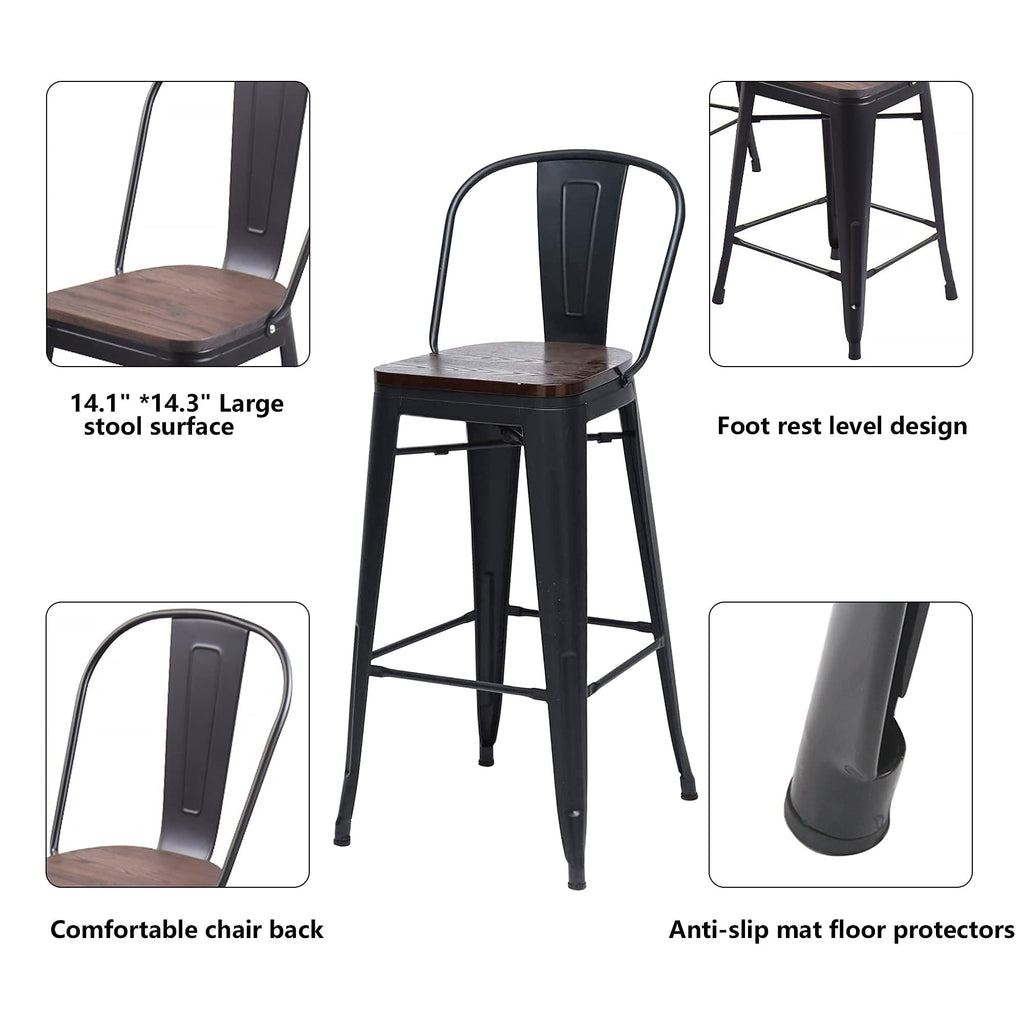 Sgabelli da bar Andeworld Farmhouse, set di 4 sgabelli da bar alti fino al bancone - Set di 4