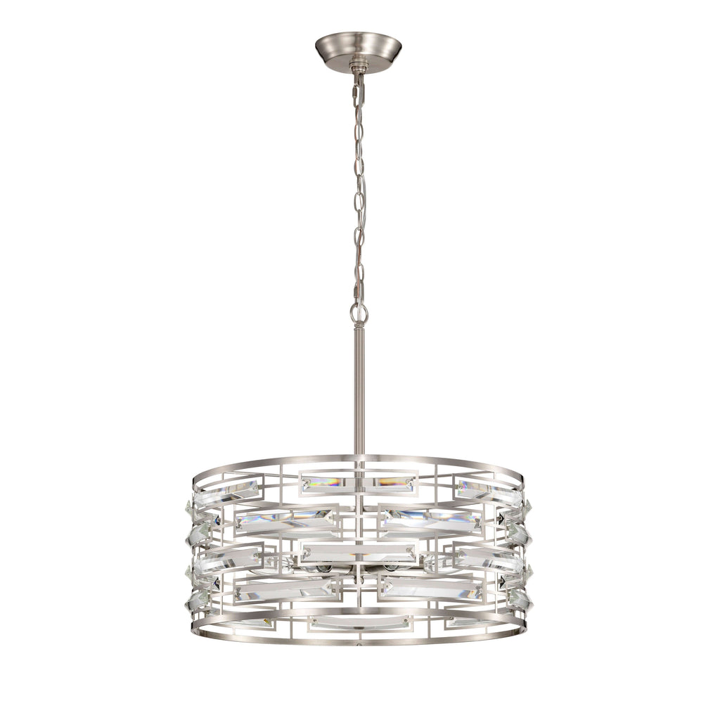 Lampadario Anita Drum Shade con prisma in vetro trasparente