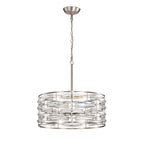 Lampadario Anita Drum Shade con prisma in vetro trasparente
