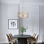 Lampadario Anita Drum Shade con prisma in vetro trasparente