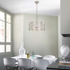 Lampadario Anita Drum Shade con prisma in vetro trasparente