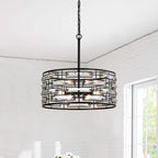 Lampadario Anita Drum Shade con prisma in vetro trasparente