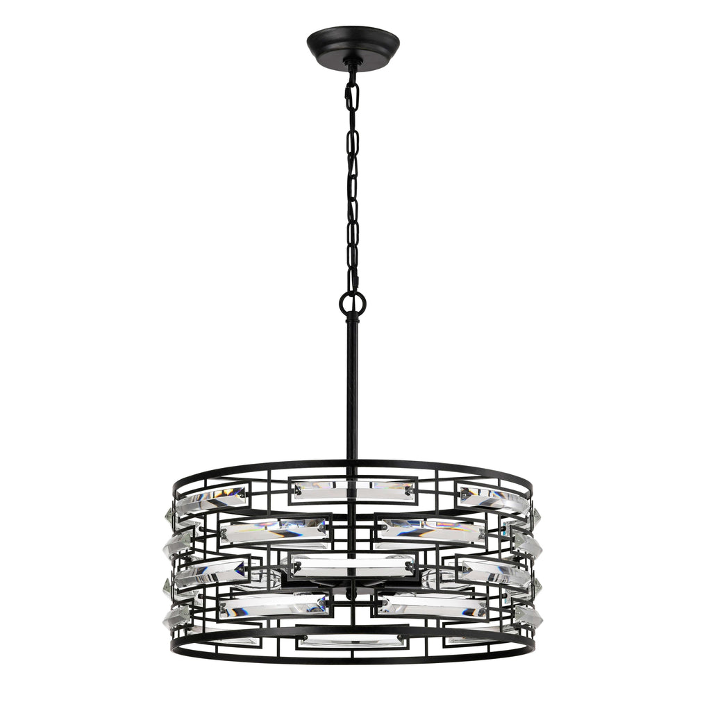 Lampadario Anita Drum Shade con prisma in vetro trasparente