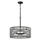 Lampadario Anita Drum Shade con prisma in vetro trasparente