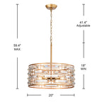 Lampadario Anita Drum Shade con prisma in vetro trasparente