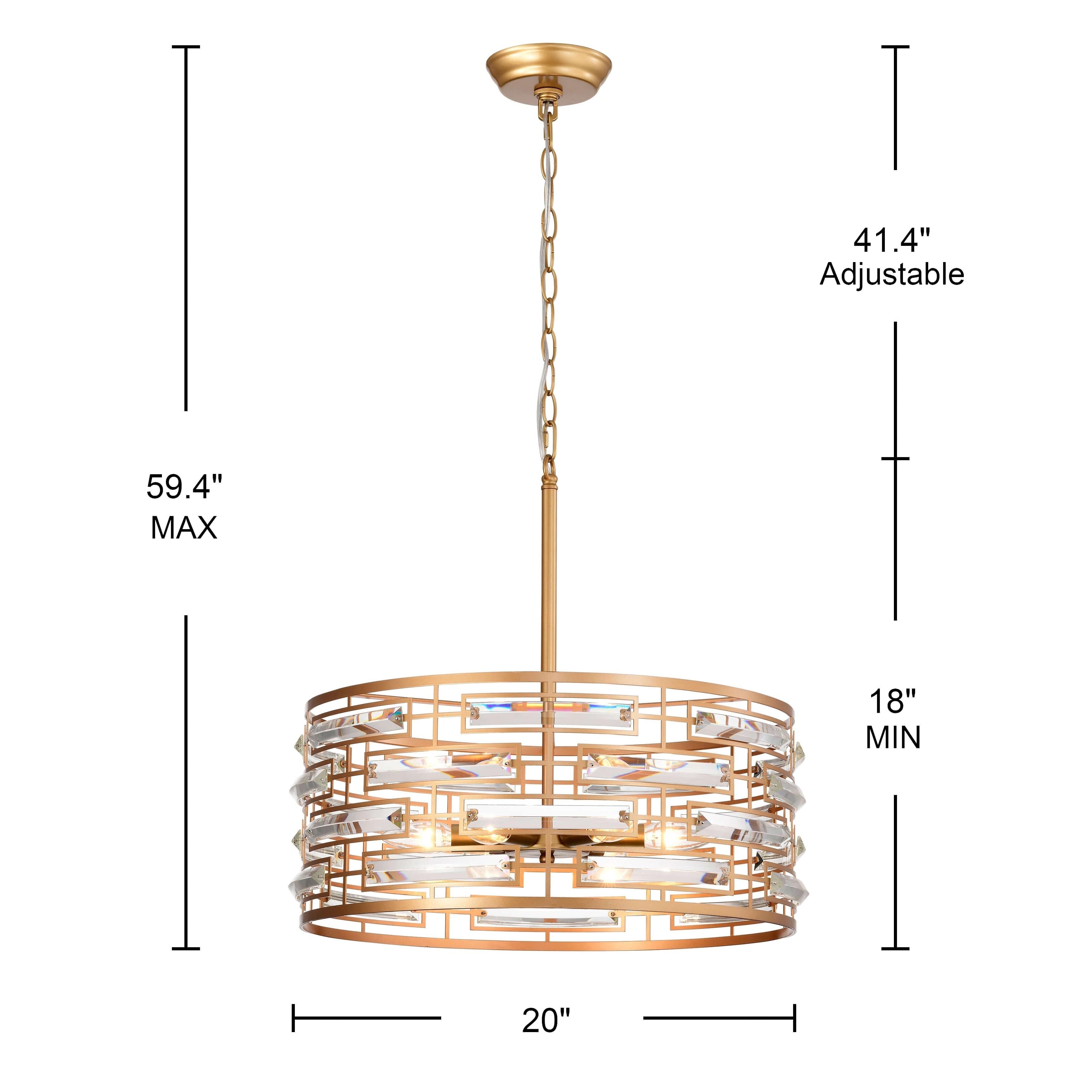 Lampadario Anita Drum Shade con prisma in vetro trasparente