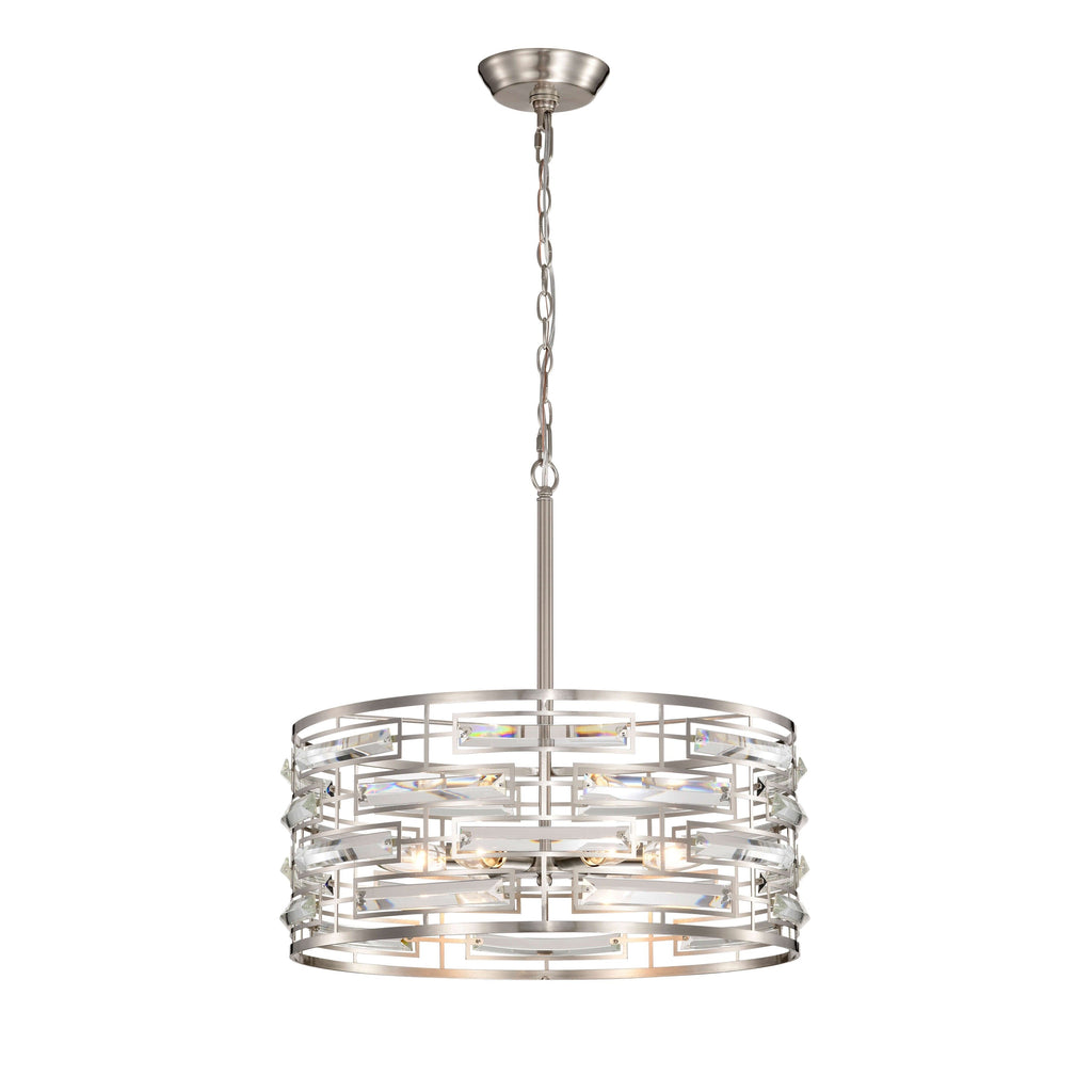 Lampadario Anita Drum Shade con prisma in vetro trasparente