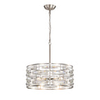 Lampadario Anita Drum Shade con prisma in vetro trasparente