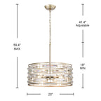 Lampadario Anita Drum Shade con prisma in vetro trasparente
