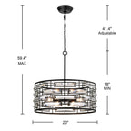 Lampadario Anita Drum Shade con prisma in vetro trasparente