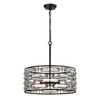 Lampadario Anita Drum Shade con prisma in vetro trasparente