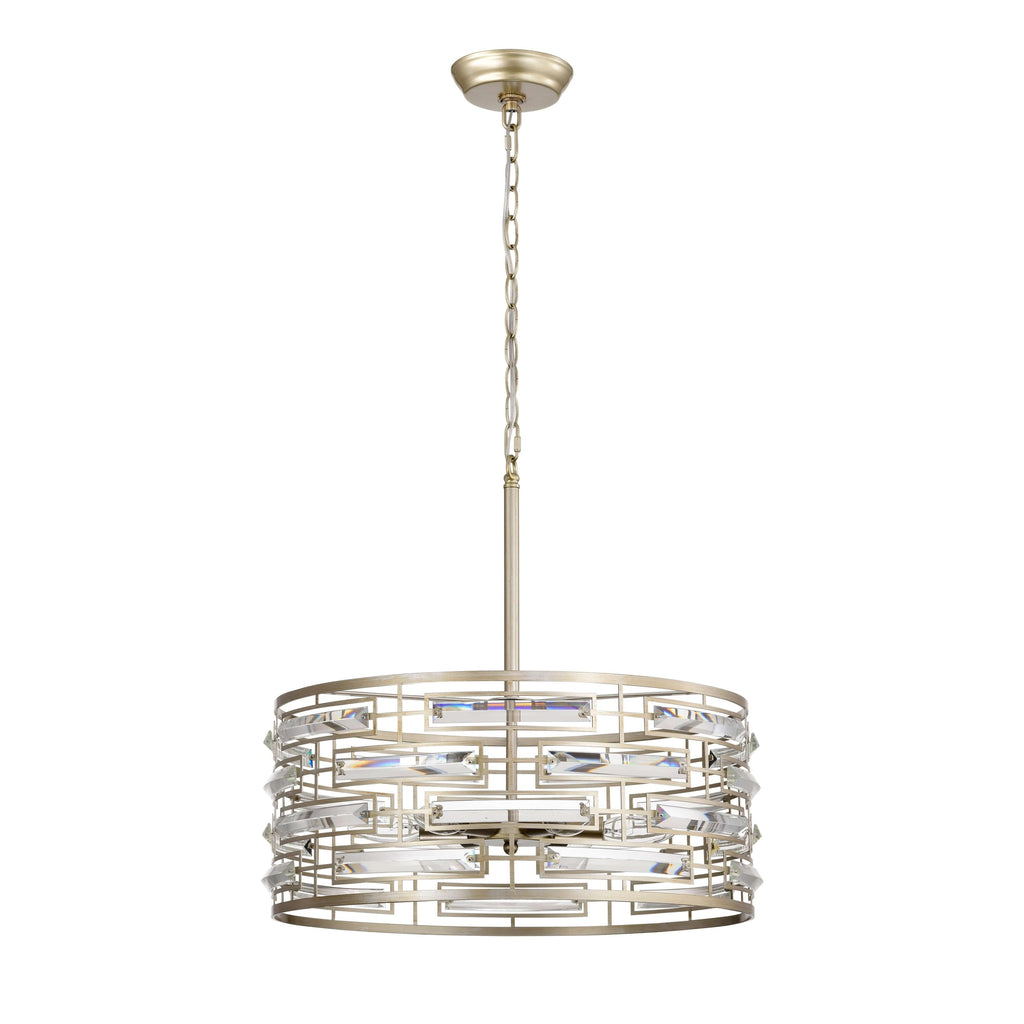 Lampadario Anita Drum Shade con prisma in vetro trasparente