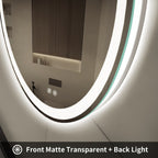Specchio da toeletta arrotondato senza cornice, dimmerabile, antiappannamento e illuminato a LED