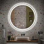 Specchio da toeletta arrotondato senza cornice, dimmerabile, antiappannamento e illuminato a LED