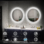 Specchio da toeletta arrotondato senza cornice, dimmerabile, antiappannamento e illuminato a LED