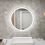 Specchio da toeletta arrotondato senza cornice, dimmerabile, antiappannamento e illuminato a LED