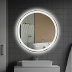 Specchio da toeletta arrotondato senza cornice, dimmerabile, antiappannamento e illuminato a LED