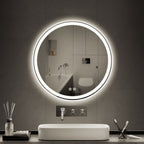 Specchio da toeletta arrotondato senza cornice, dimmerabile, antiappannamento e illuminato a LED