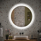Specchio da toeletta arrotondato senza cornice, dimmerabile, antiappannamento e illuminato a LED