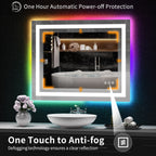 Specchio da bagno antiappannamento retroilluminato RGB e frontale a LED