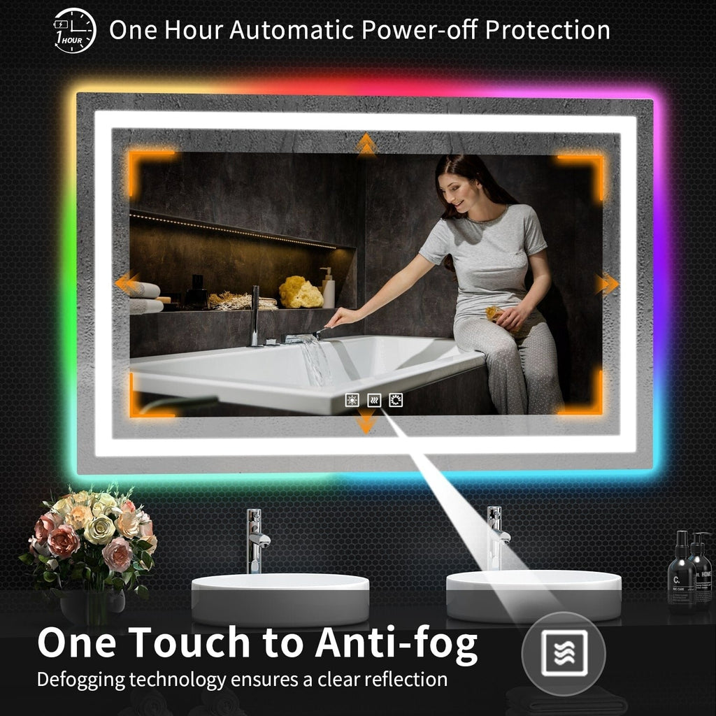 Specchio da bagno antiappannamento retroilluminato RGB e frontale a LED