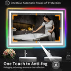 Specchio da bagno antiappannamento retroilluminato RGB e frontale a LED