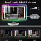 Specchio da bagno antiappannamento retroilluminato RGB e frontale a LED