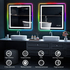 Specchio da bagno antiappannamento retroilluminato RGB e frontale a LED