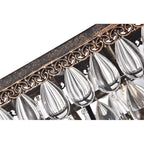 Lampada da cucina rettangolare a 6 luci in bronzo antico con cristalli pendenti - Bronzo antico