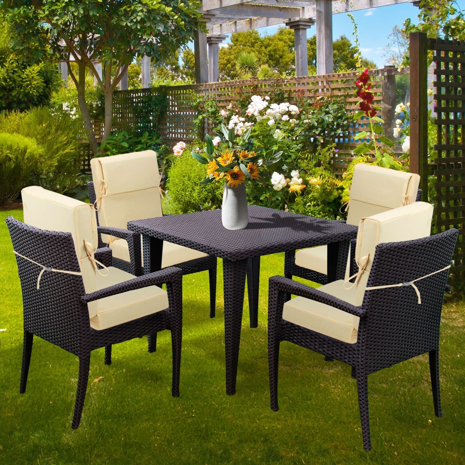 Set di 4 cuscini per sedia con schienale alto Aoodor Patio, 46x21x4 pollici (solo cuscini)