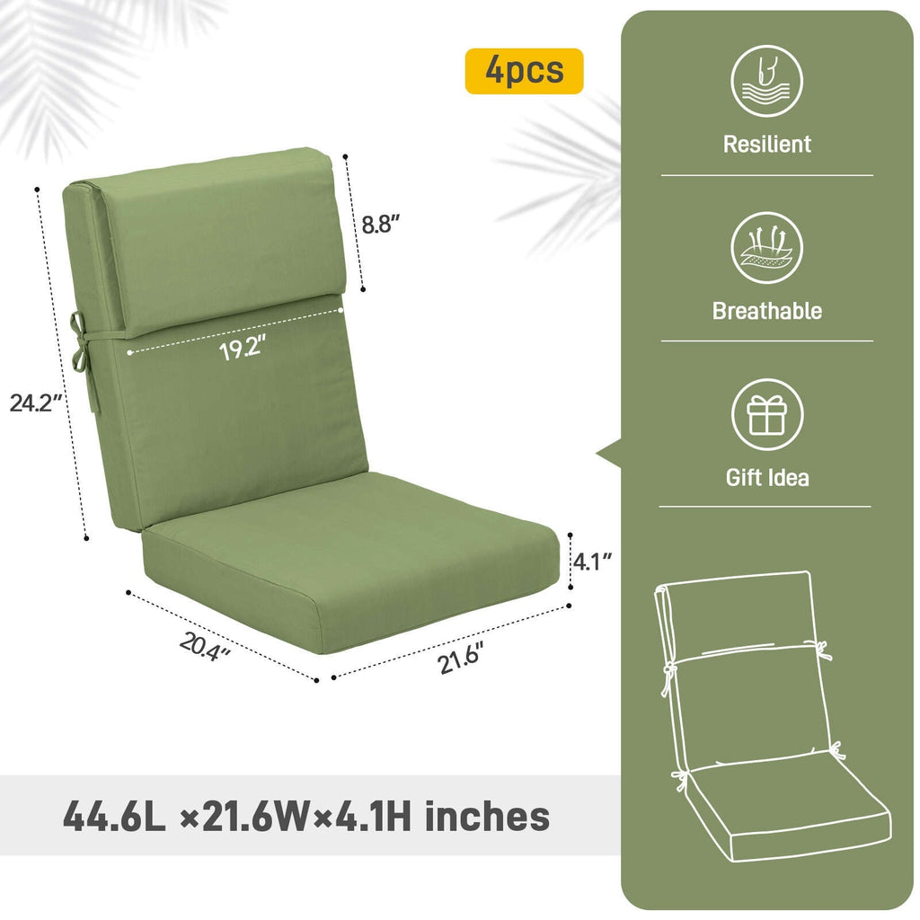 Set di 4 cuscini per sedia con schienale alto Aoodor Patio, 46x21x4 pollici (solo cuscini)