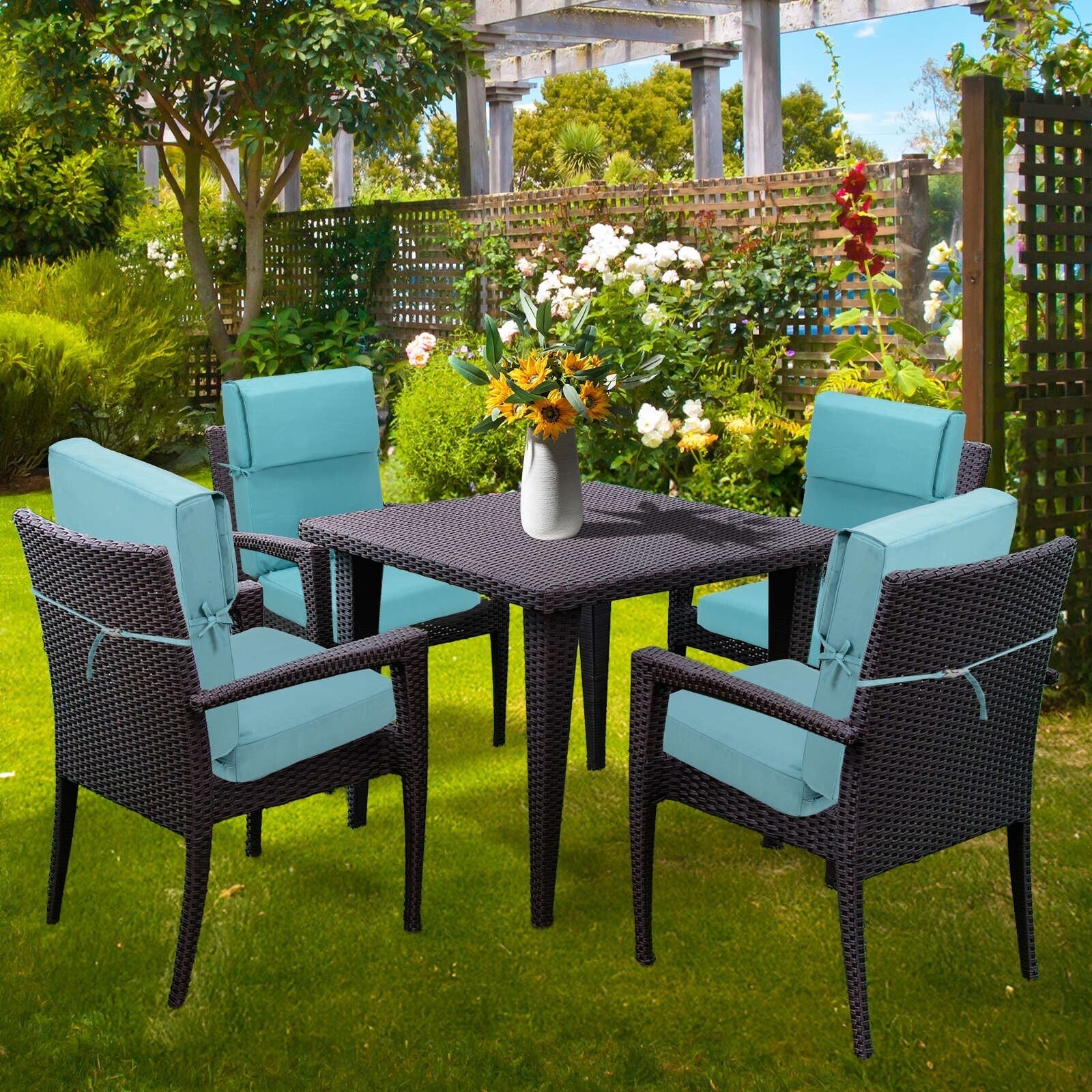 Set di 4 cuscini per sedia con schienale alto Aoodor Patio, 46x21x4 pollici (solo cuscini)